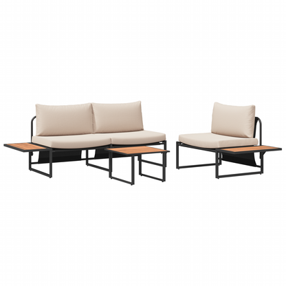 3-Delt Have-Sofa Sæt Med Taupe Hynder