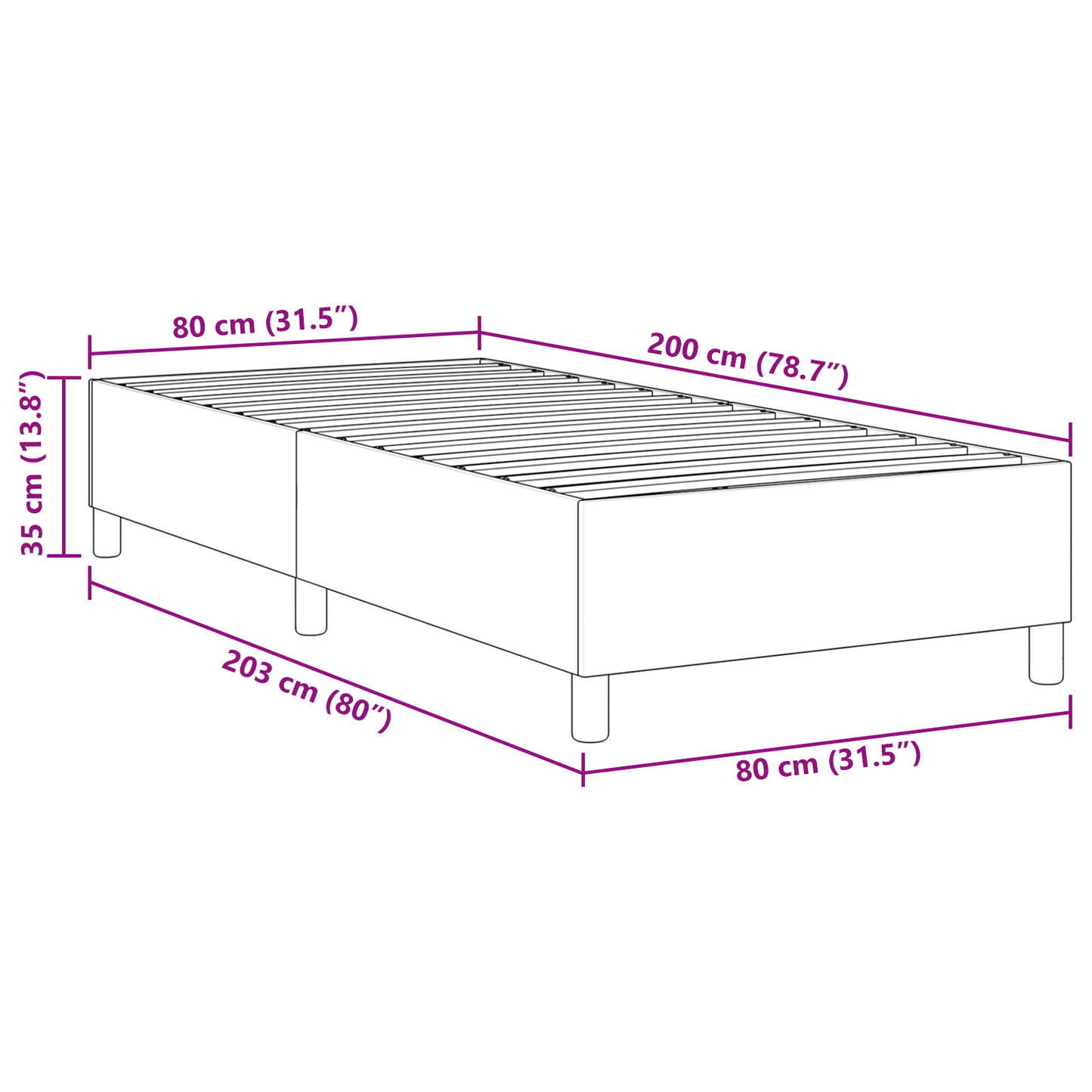 Box Spring Seng Blå 80 X 200 Cm Corduroy Stof