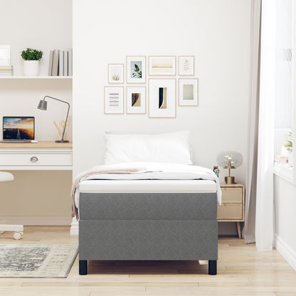 Box Spring Seng Lysegrå 90 X 190 Cm Corduroy Stof