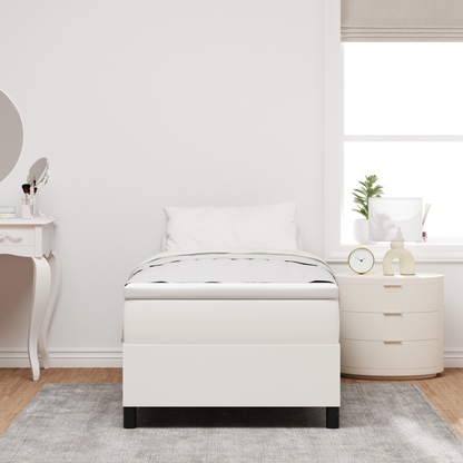 Box Spring Seng Creme Enkelt Cordfløjl