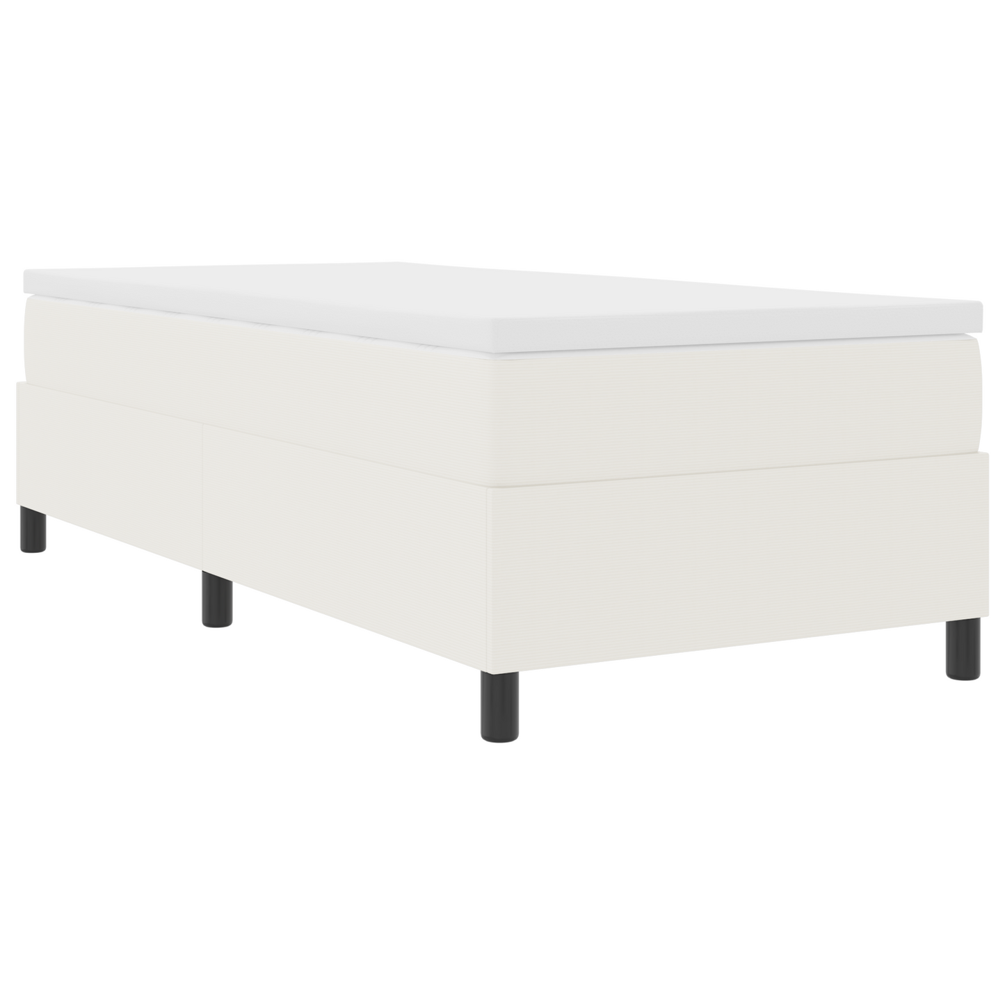 Box Spring Seng Creme Enkelt Cordfløjl