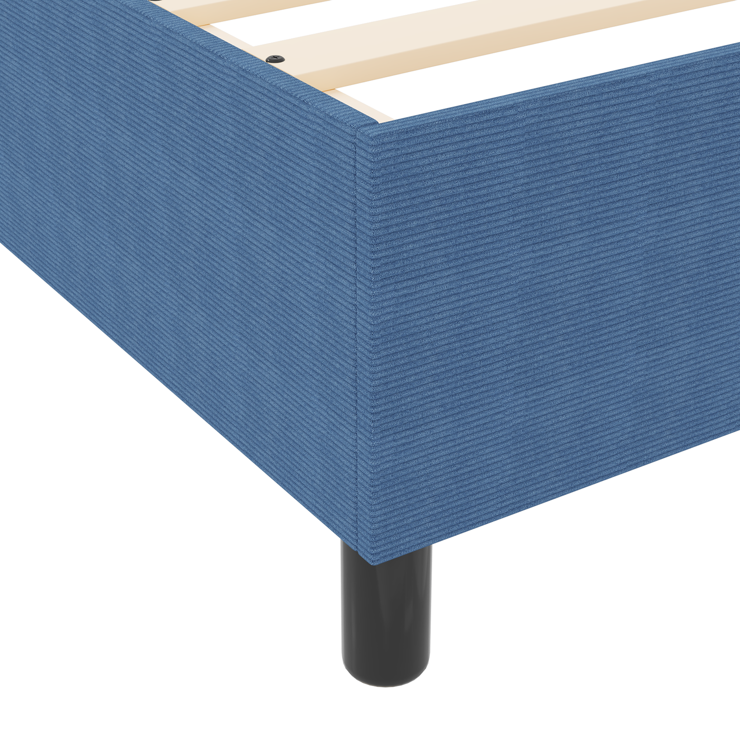 Box Spring Seng Blå Enkelt Corduroy Stof