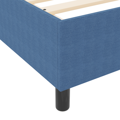 Box Spring Seng Blå Enkelt Corduroy Stof