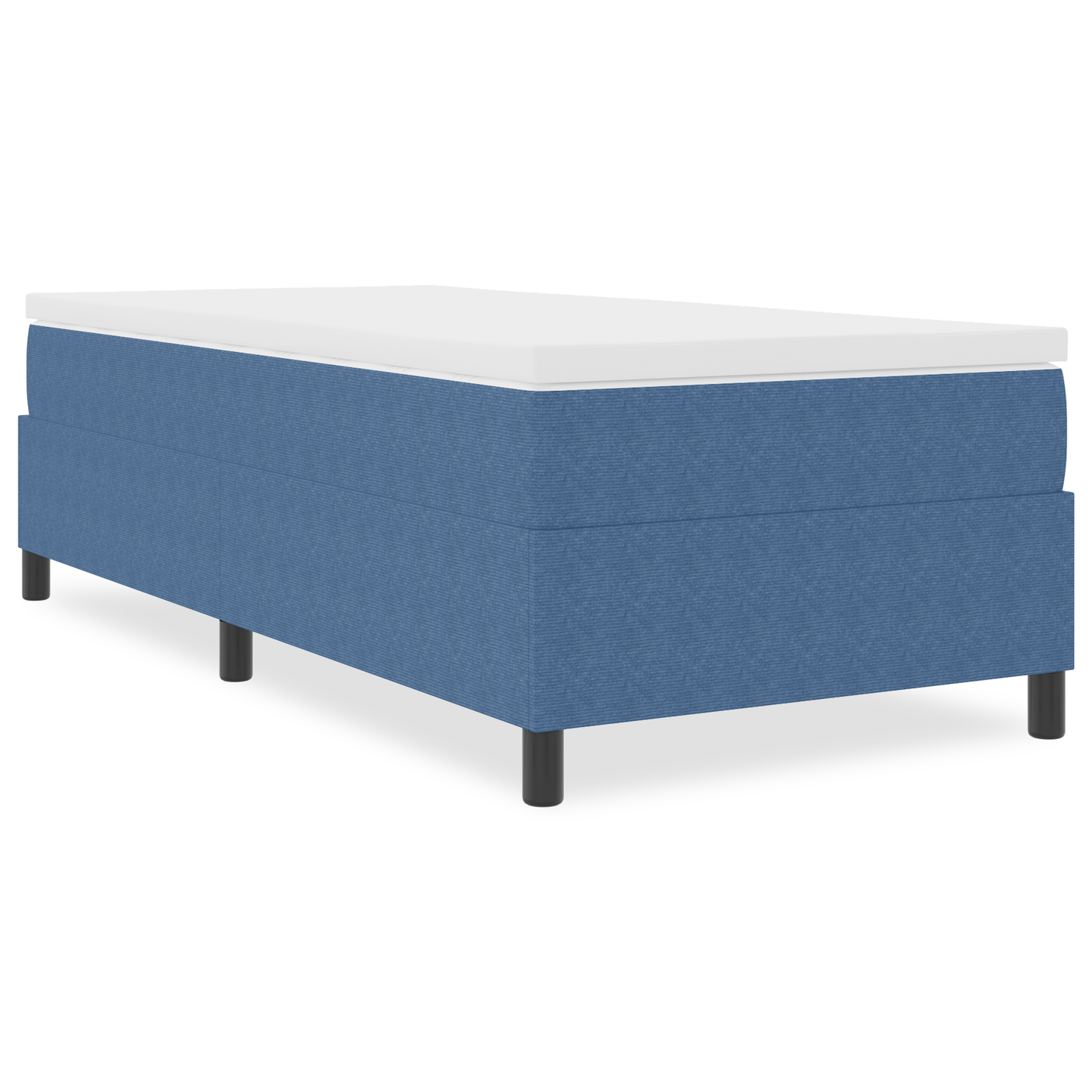 Box Spring Seng Blå Enkelt Corduroy Stof