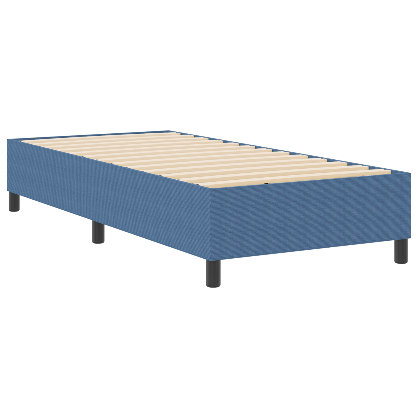 Box Spring Seng Blå Enkelt Corduroy Stof