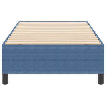 Box Spring Seng Blå Enkelt Corduroy Stof