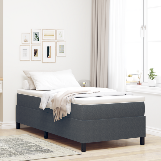 Box Spring Seng Mørkegrå 90 X 200 Cm Corduroy Stof