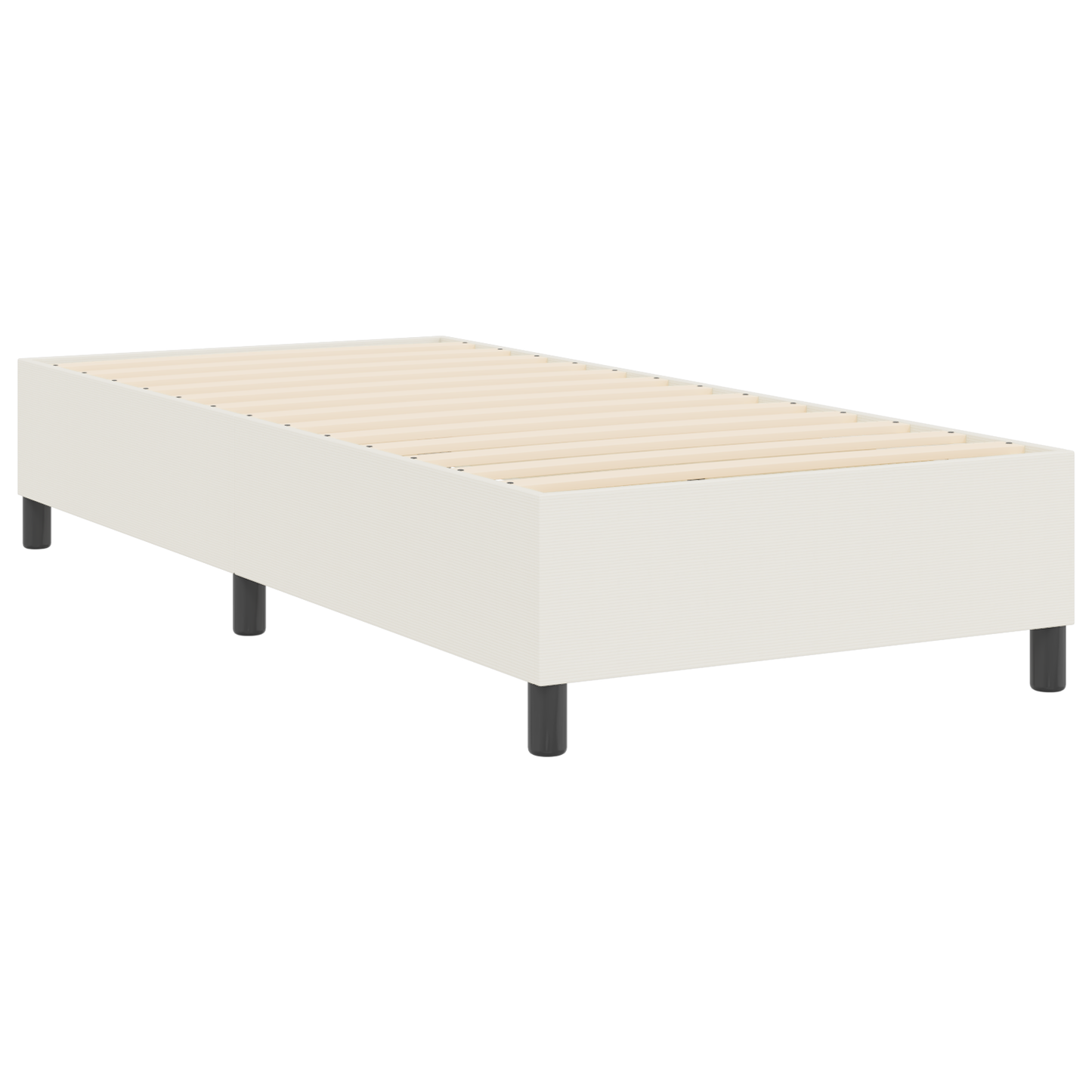 Box Spring Seng Creme 90 X 200 Cm Corduroy Stof