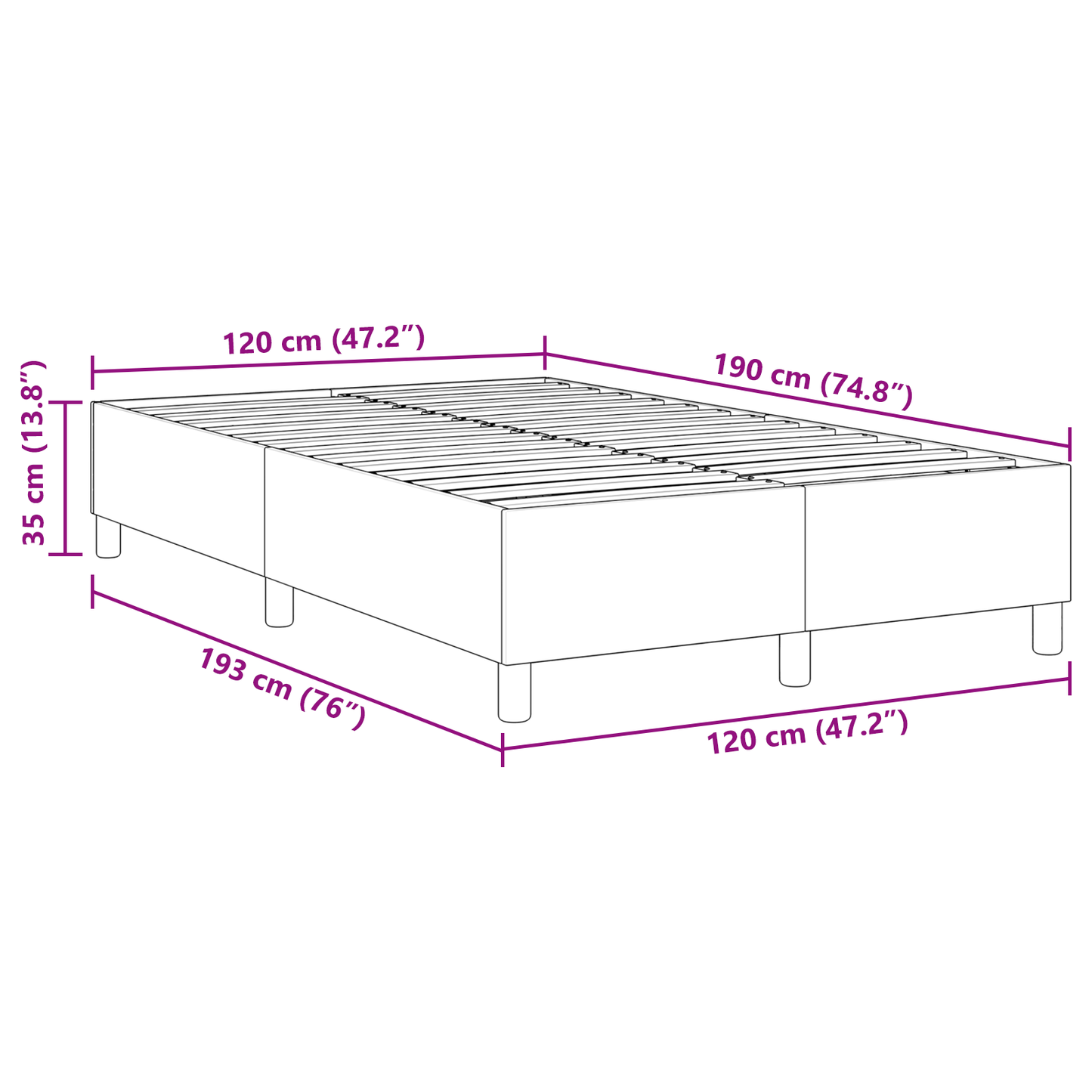 Box Spring Seng Blå 120 X 190 Cm Corduroy Stof