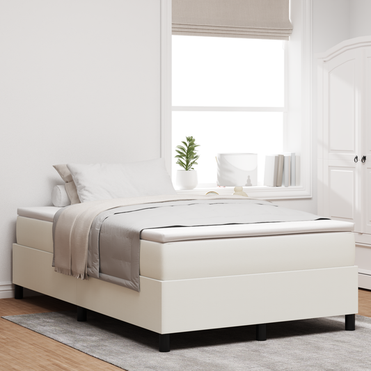 Box Spring Seng Creme 120 X 200 Cm Corduroy Stof
