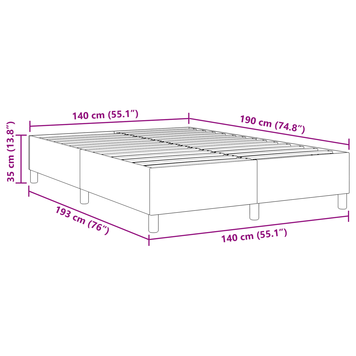 Box Spring Seng Lysegrå 140 X 190 Cm Corduroy Stof