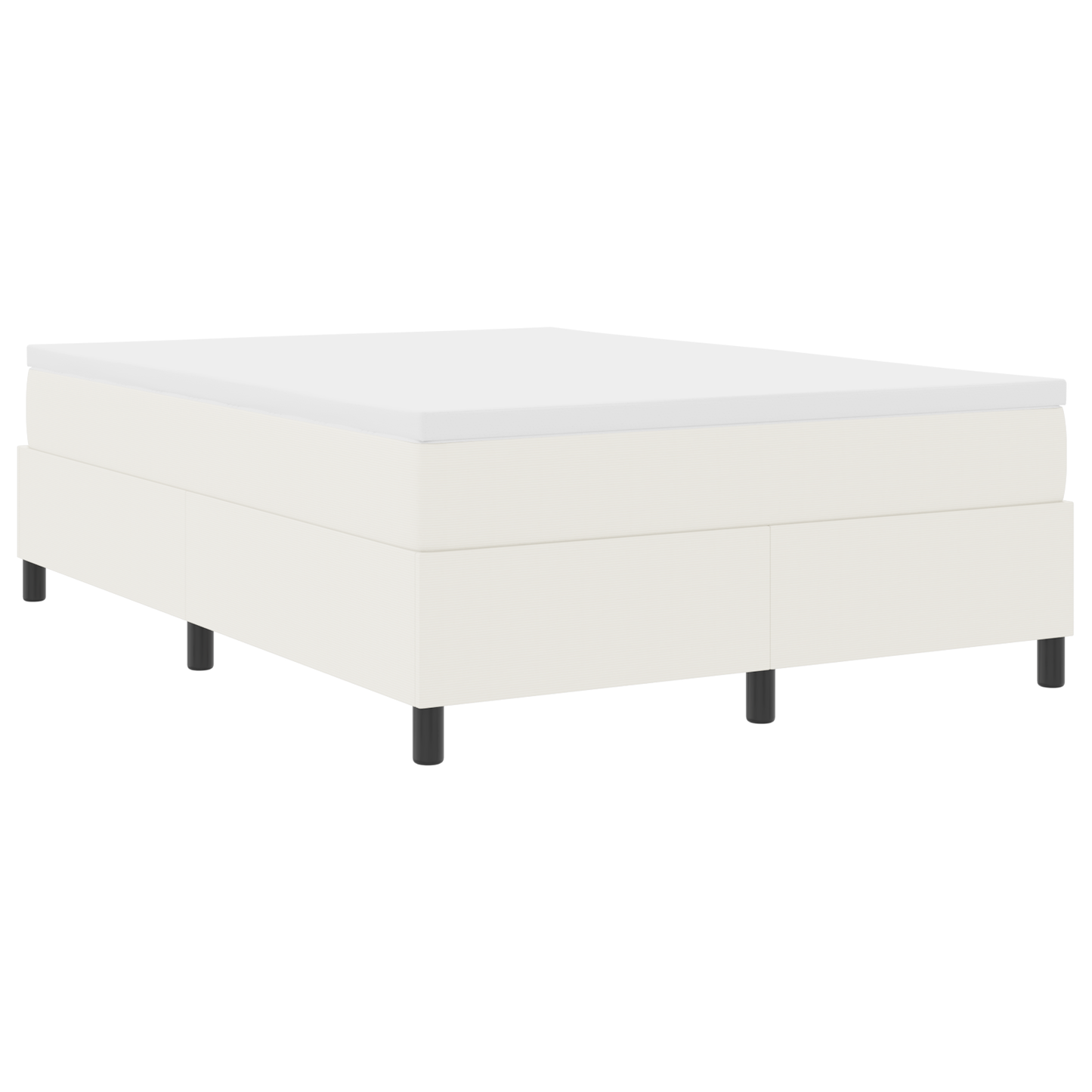Box Spring Seng Creme 140 X 190 Cm Corduroy Stof