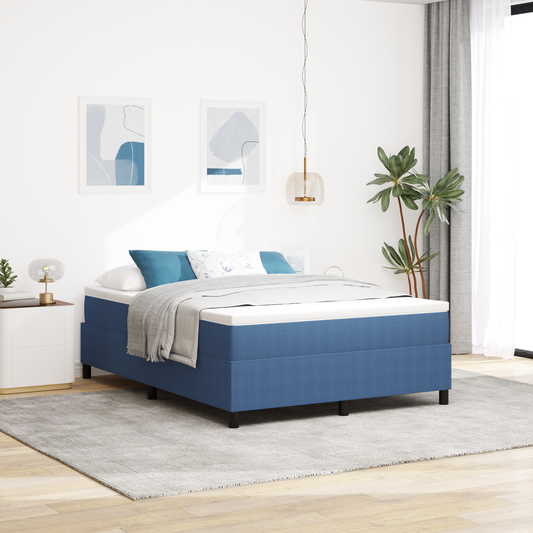 Box Spring Seng Blå 140 X 200 Cm Corduroy Stof