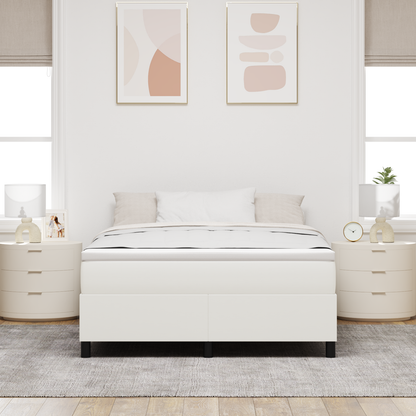 Box Spring Seng Creme 160 X 200 Cm Corduroy Stof