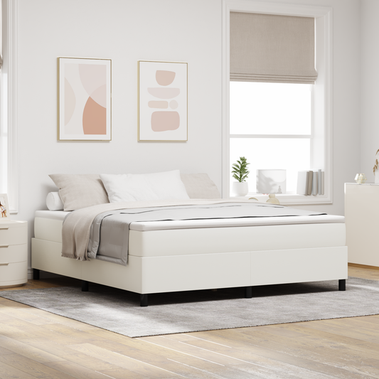 Box Spring Seng Creme 180 X 200 Cm Corduroy Stof