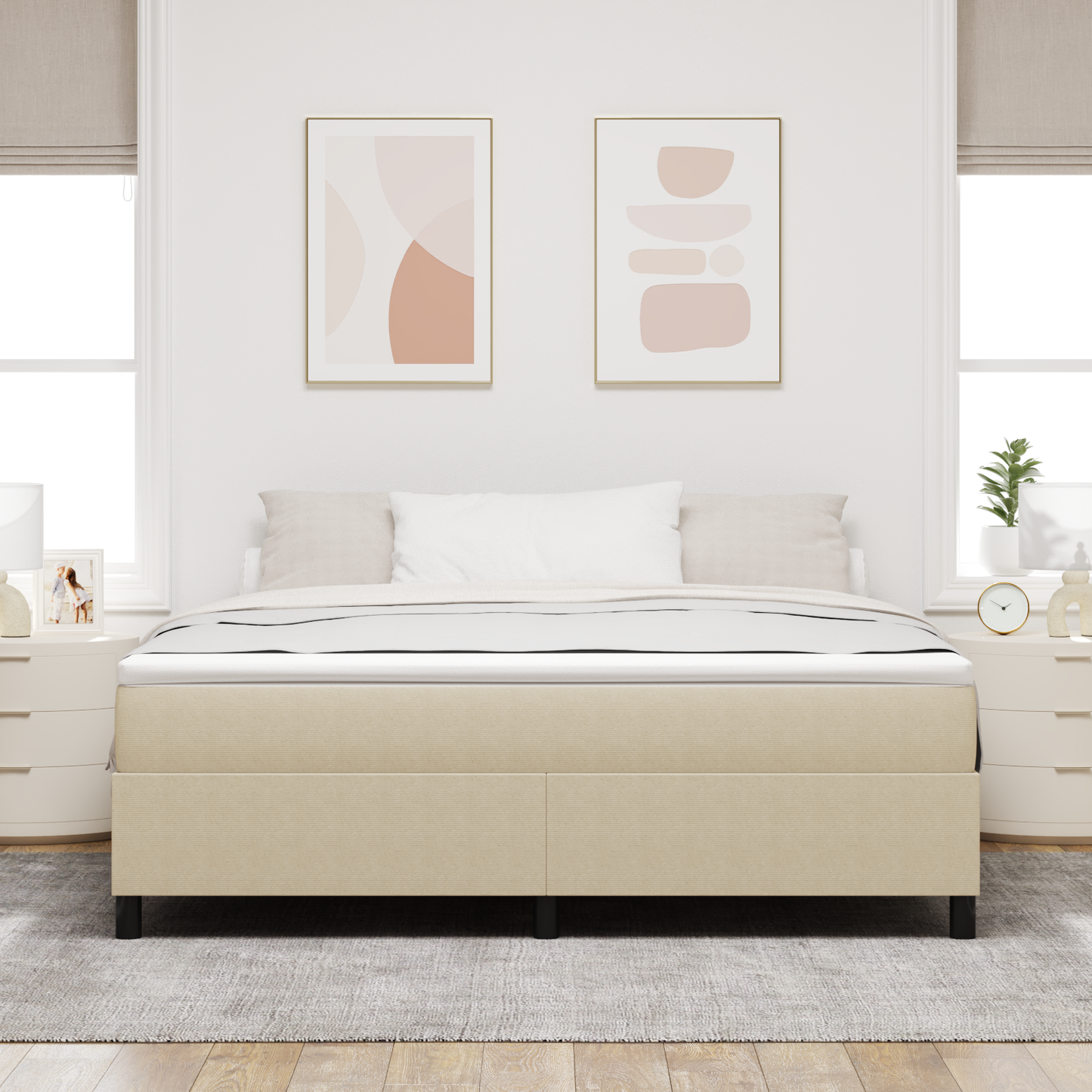 Box Spring Seng Grågrøn 180 X 200 Cm Corduroy Stof