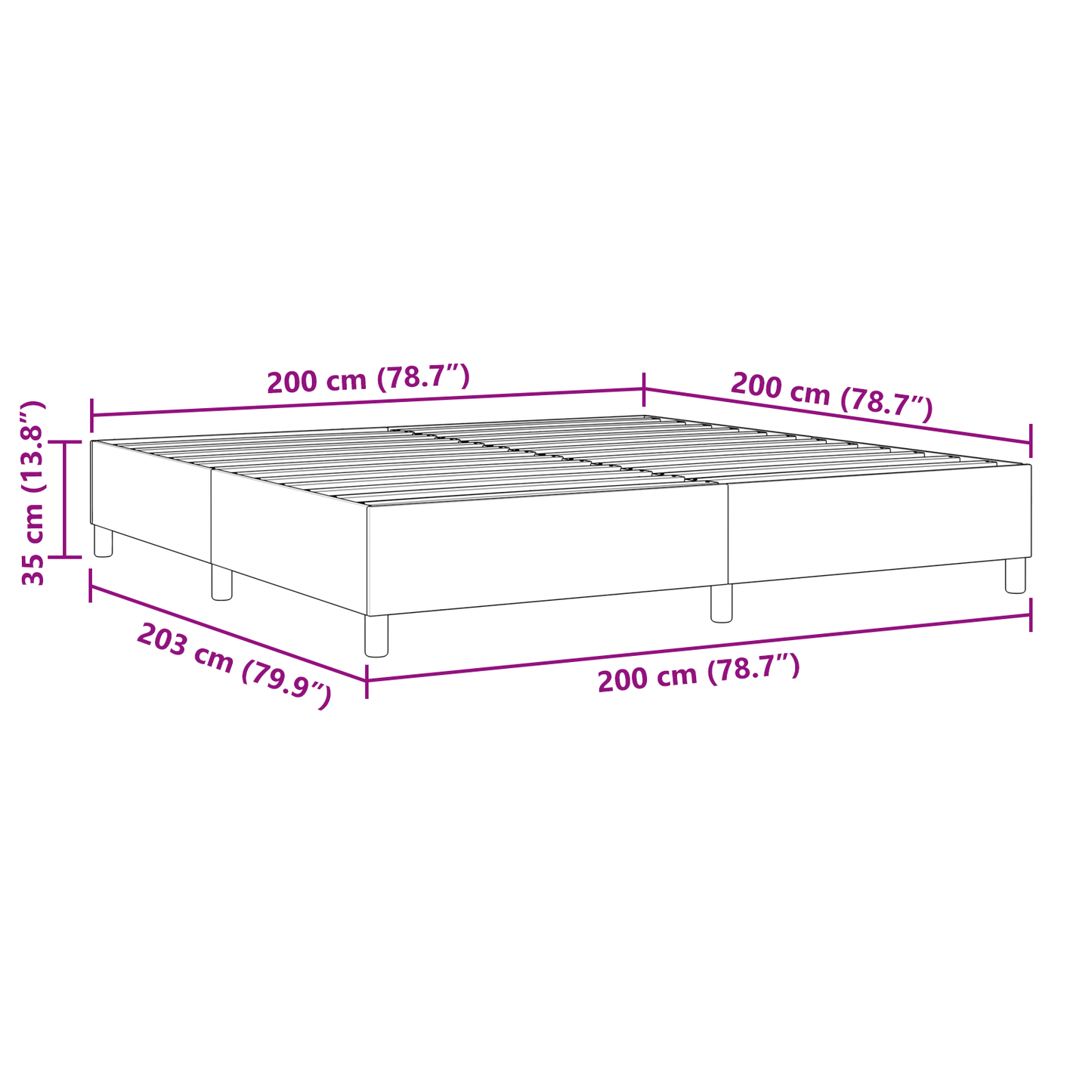 Box Spring Seng Mørkegrå 200 X 200 Cm Corduroy Stof