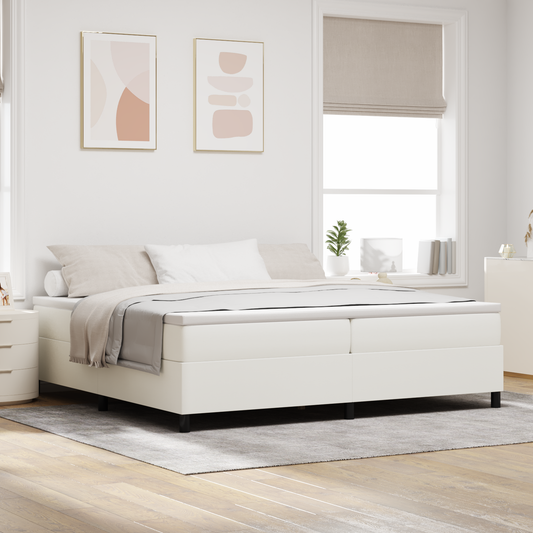 Box Spring Seng Creme 200 X 200 Cm Corduroy Stof