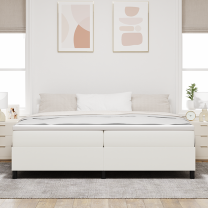 Box Spring Seng Creme 200 X 200 Cm Corduroy Stof