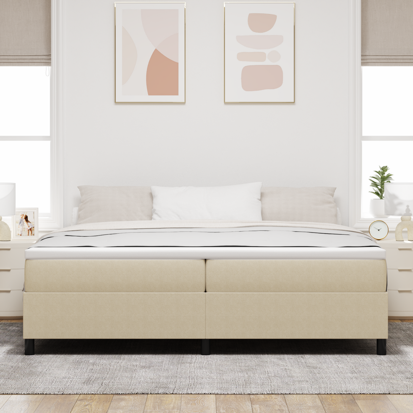 Box Spring Seng Grågrøn 200 X 200 Cm Corduroy Stof