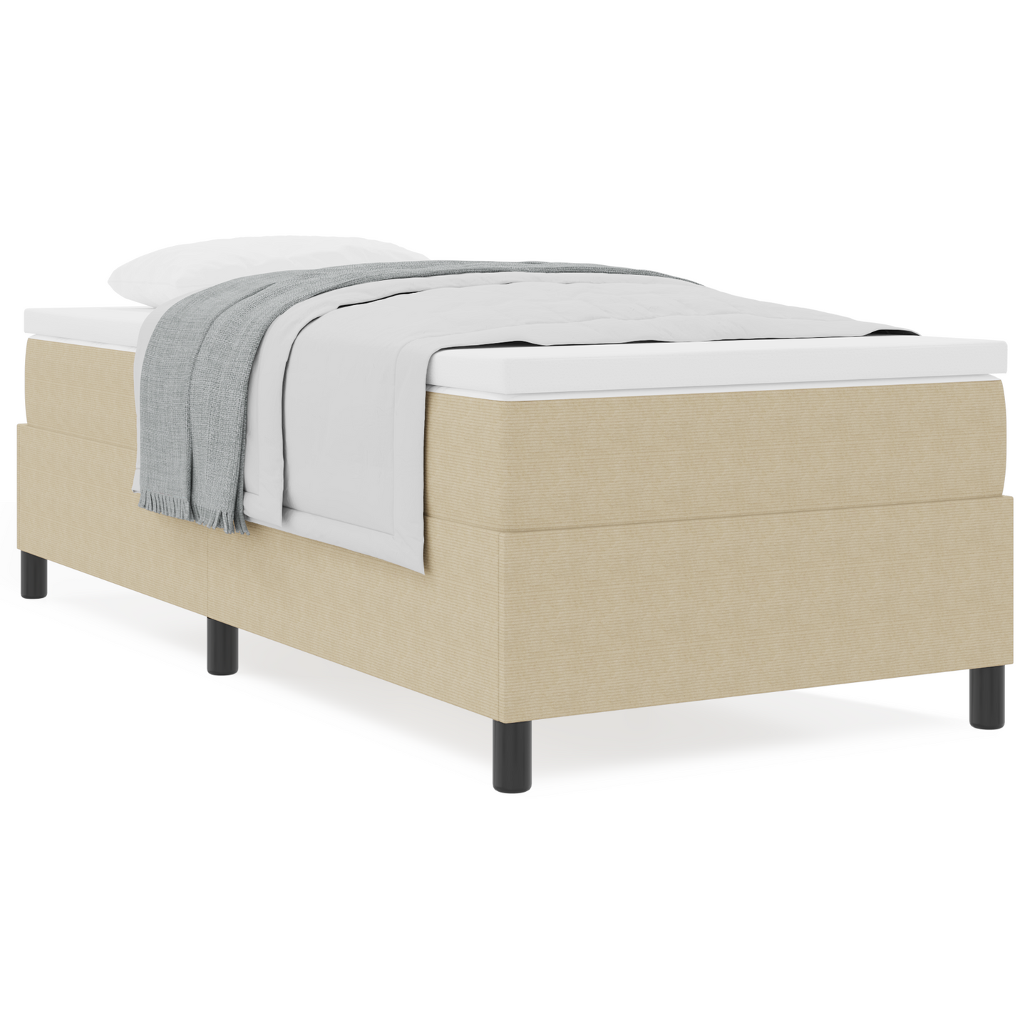 Box Spring Seng Lys Grå Og Hvid 203 X 100 X 60 Cm Corduroy Stof