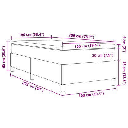 Box Spring Seng Lys Grå Og Hvid 203 X 100 X 60 Cm Corduroy Stof