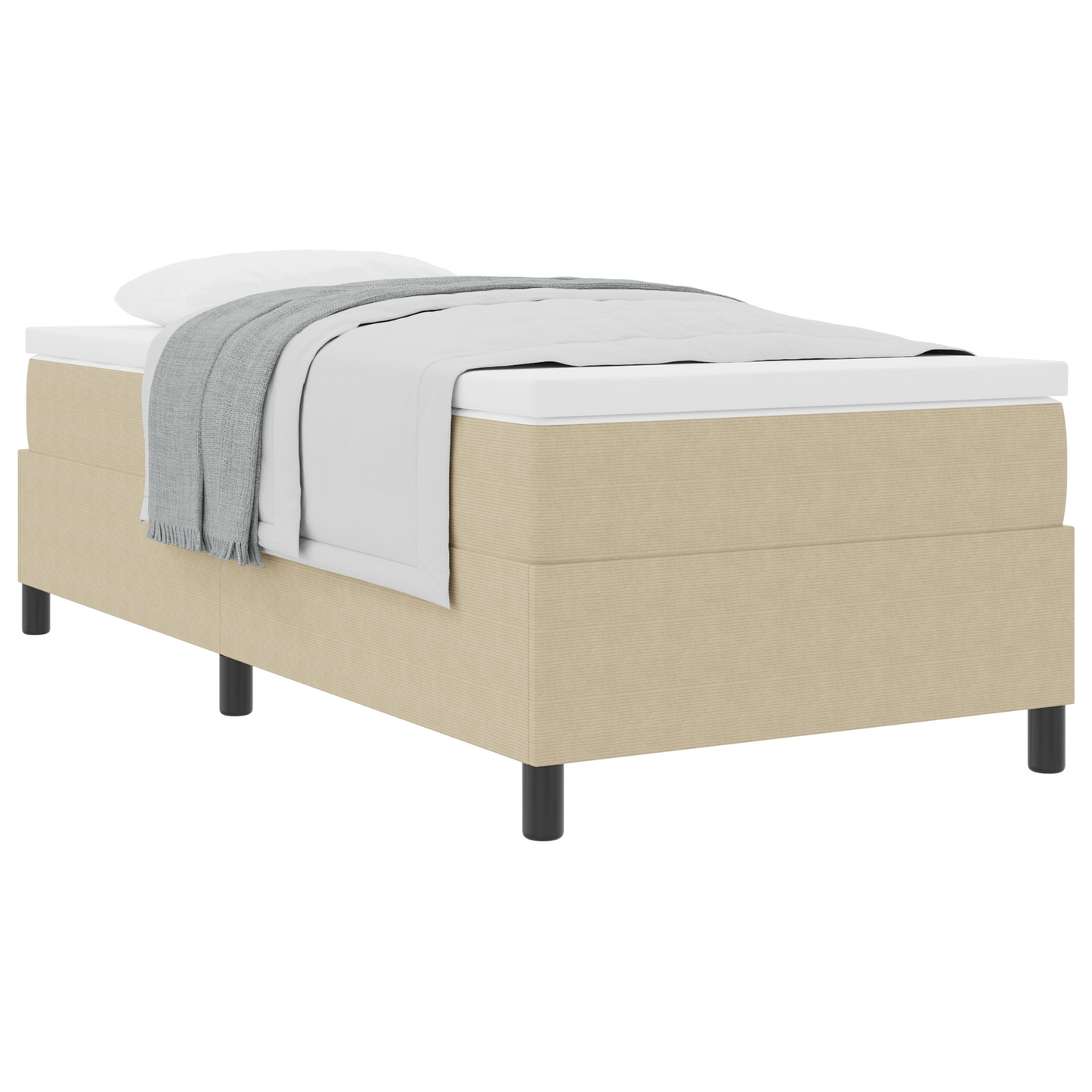 Box Spring Seng Lys Grå Og Hvid 203 X 100 X 60 Cm Corduroy Stof