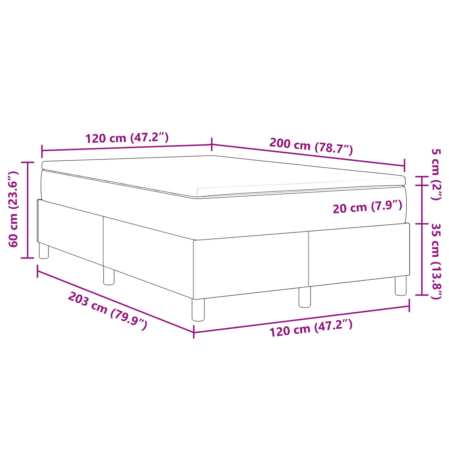 Boxspring Seng med Madras – Mørkegrå, 120 X 200 Cm, Corduroy Stof - billede 13