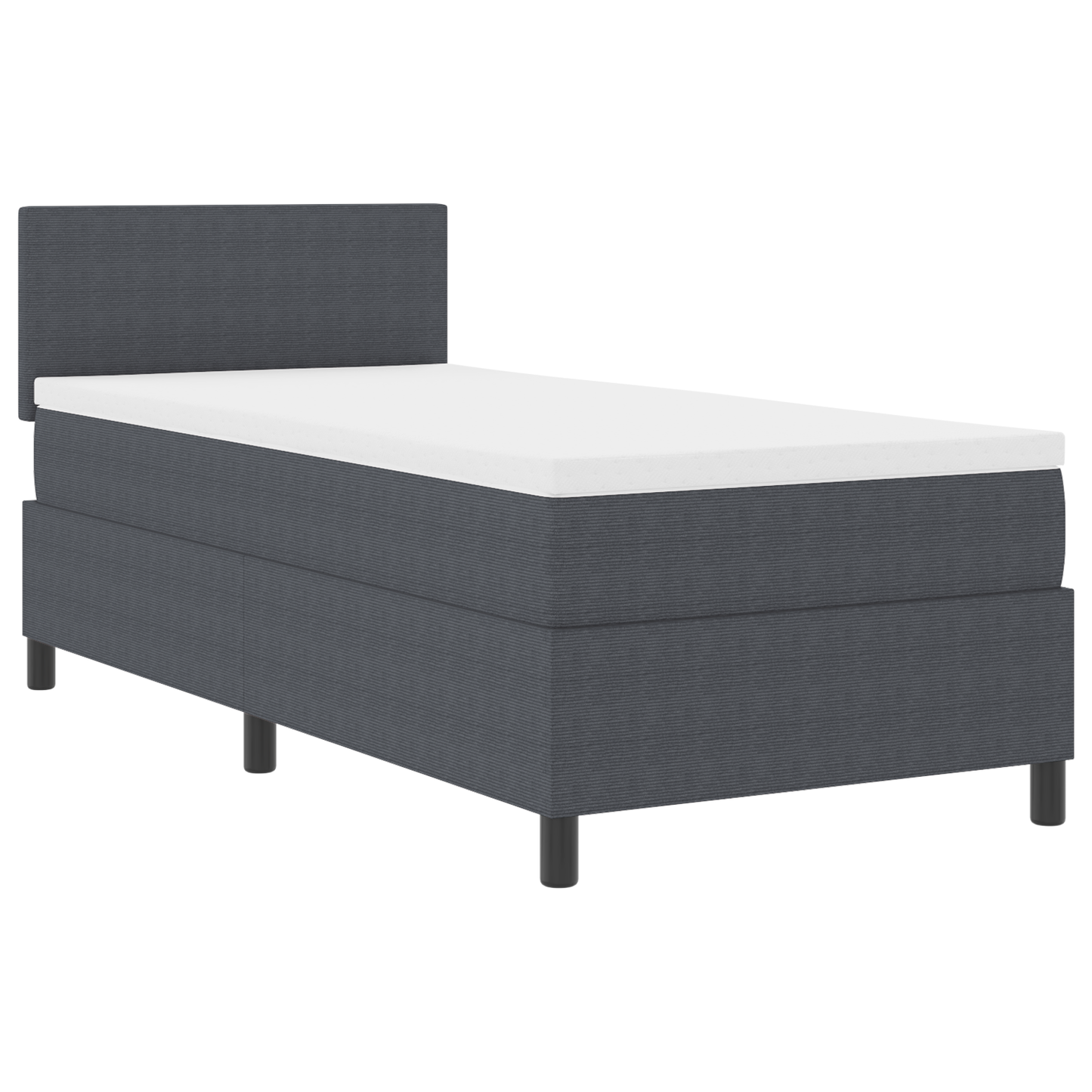 Box Spring Seng med Madras Mørkegrå 90x200 Cm Corduroy Stof - billede 2