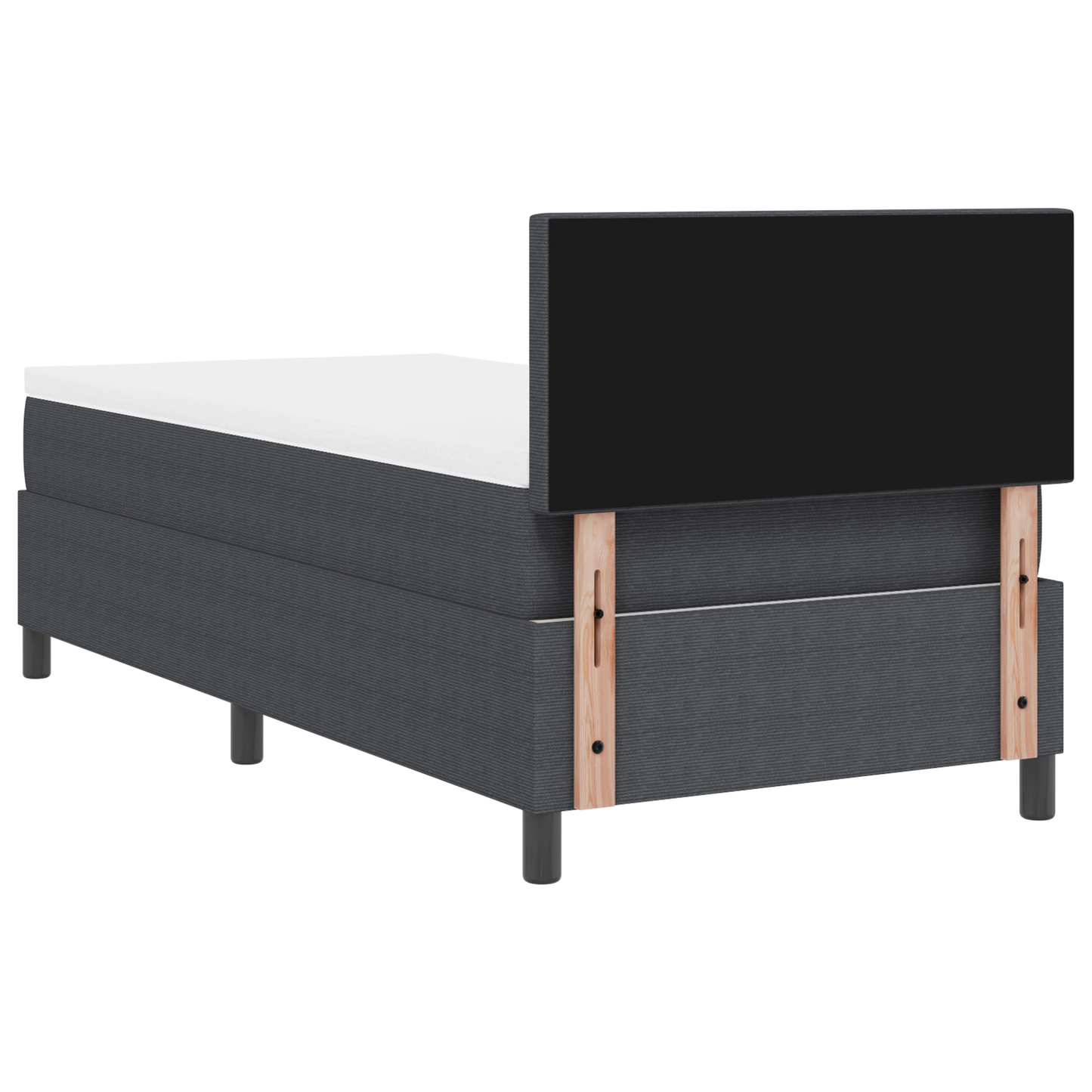 Box Spring Seng med Madras Mørkegrå 90x200 Cm Corduroy Stof - billede 10