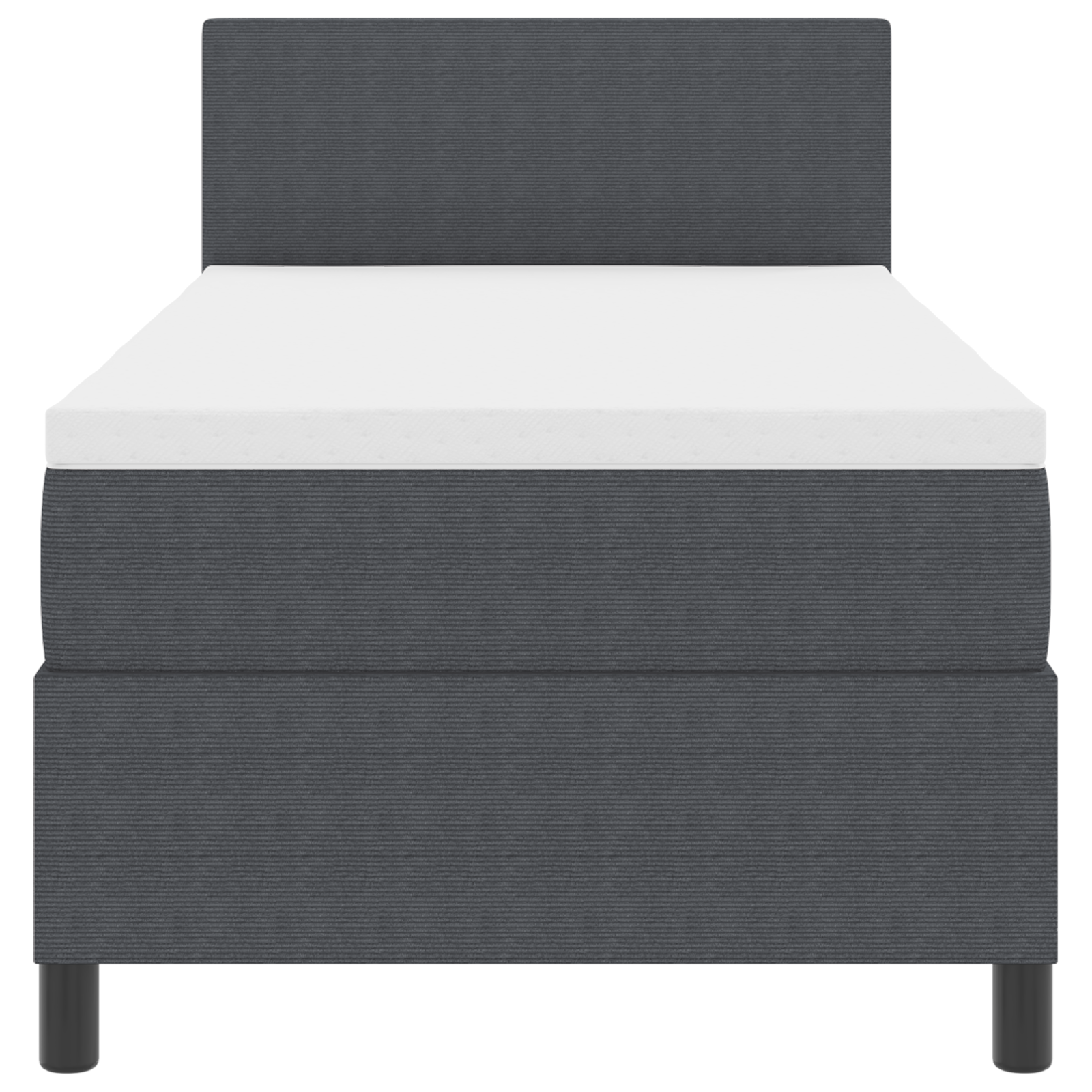 Box Spring Seng med Madras Mørkegrå 90x200 Cm Corduroy Stof - billede 8