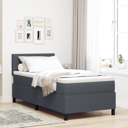 Box Spring Seng med Madras Mørkegrå 90x200 Cm Corduroy Stof - hovedbillede