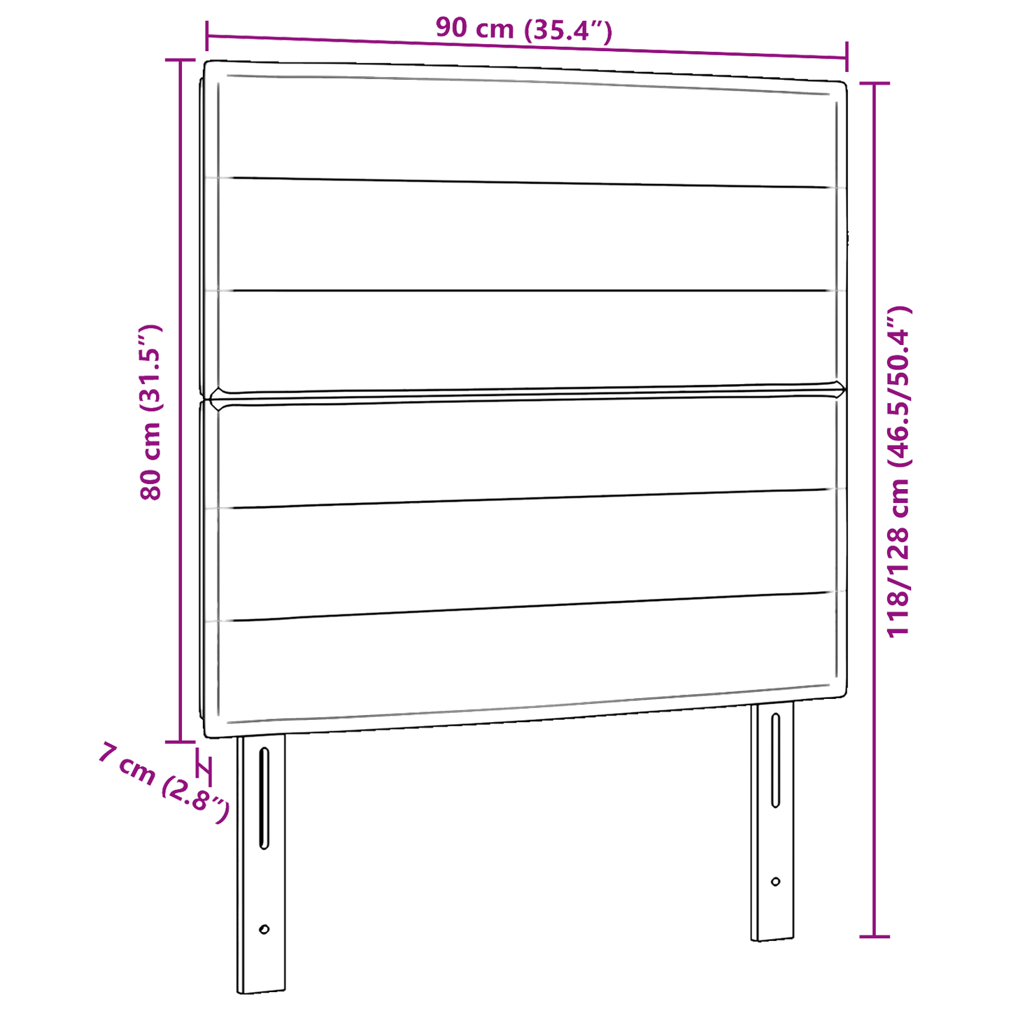 Sengegavl Linjer Design Blå 90 Cm Stof