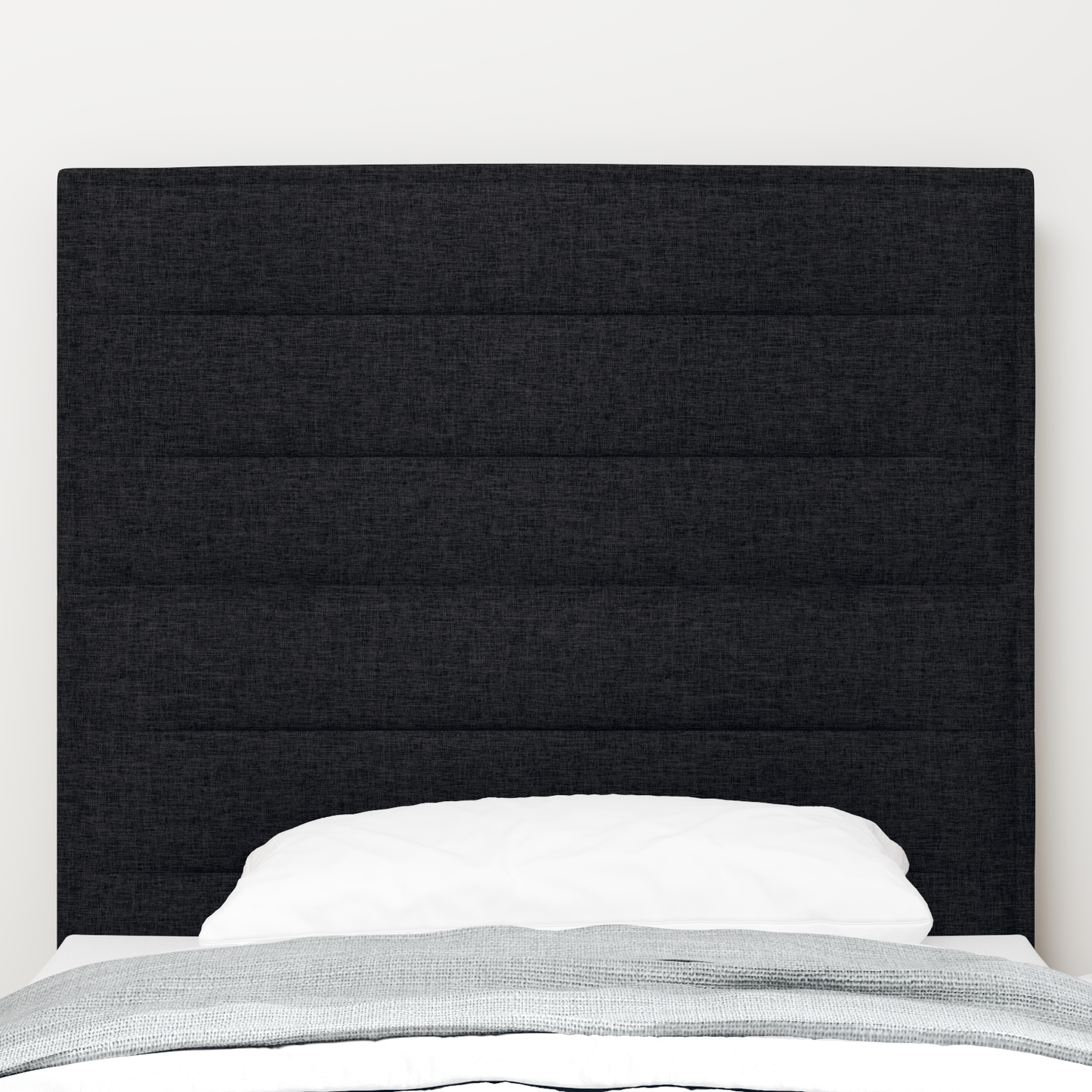 Sengegavl Linjes Design Sort 100 Cm Stof