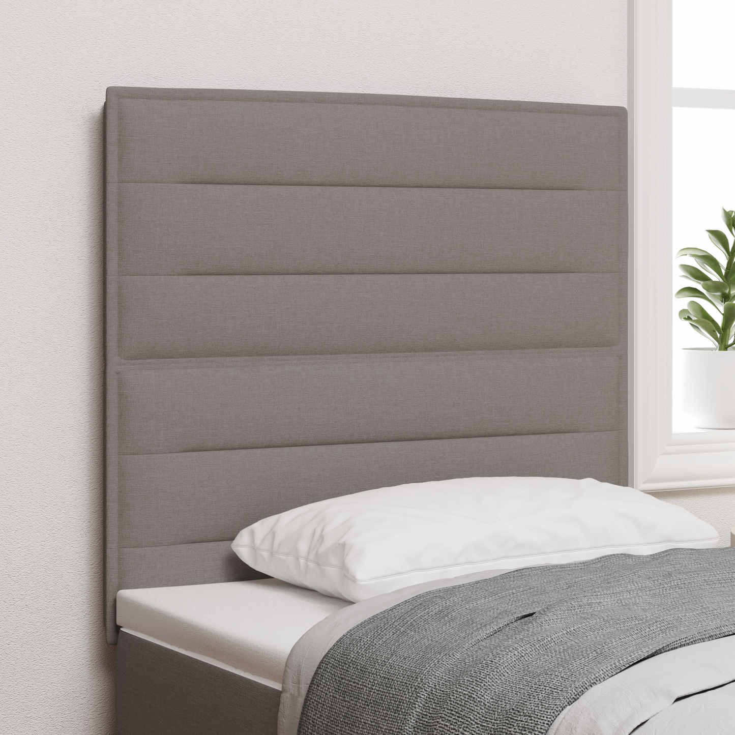 Sengegavl Linjer Design Gråbrun 100 Cm Stof