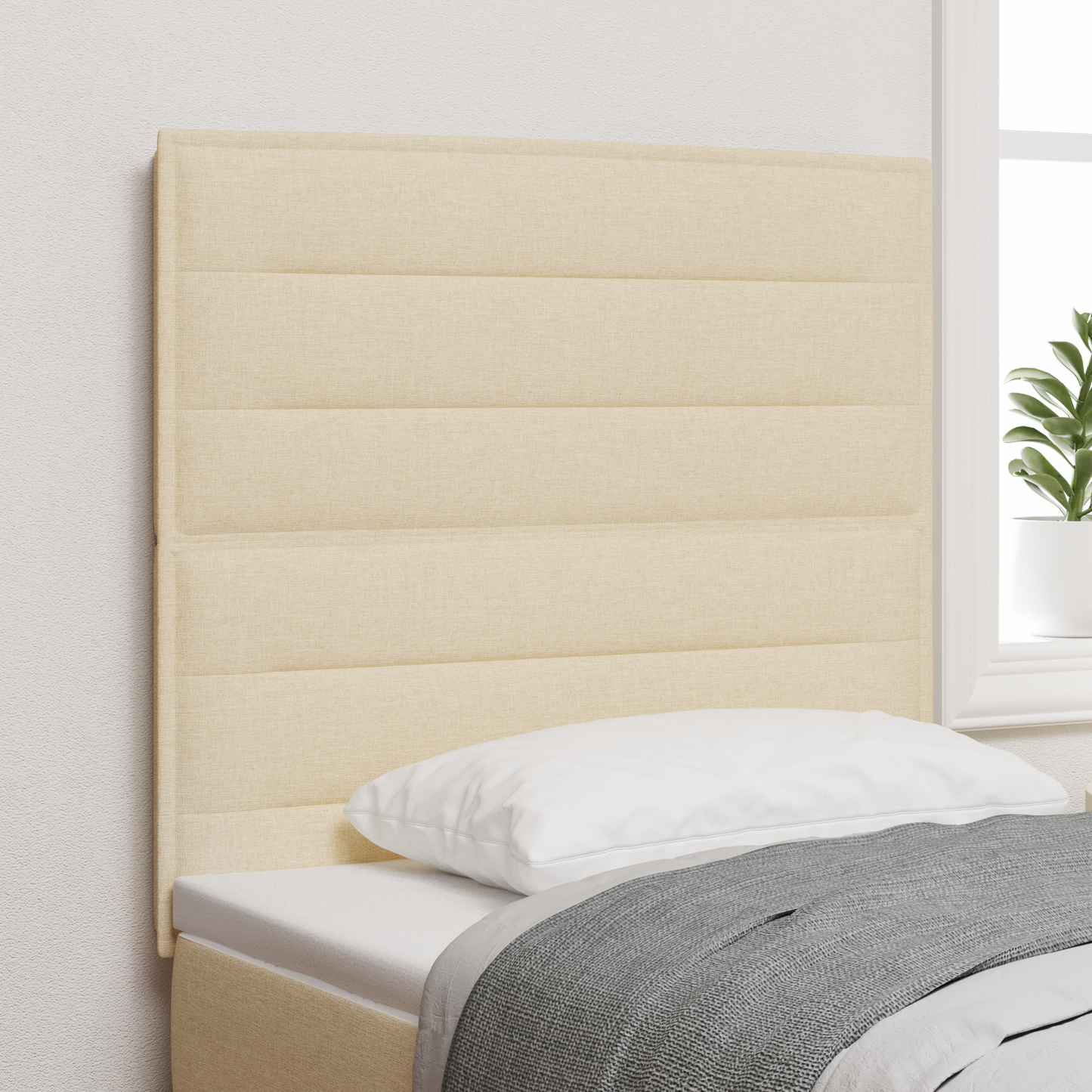 Sengegavl Linjer Design Creme 100 Cm Stof