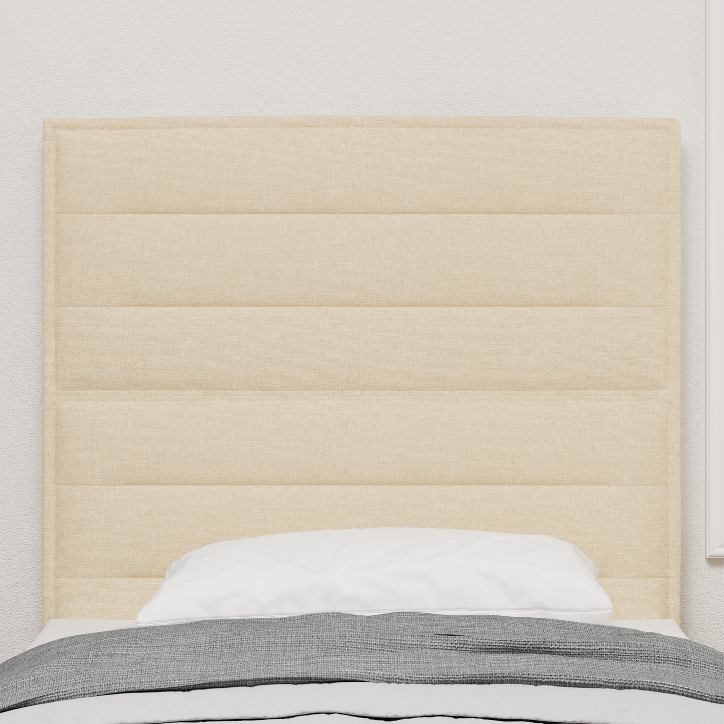 Sengegavl Linjer Design Creme 100 Cm Stof
