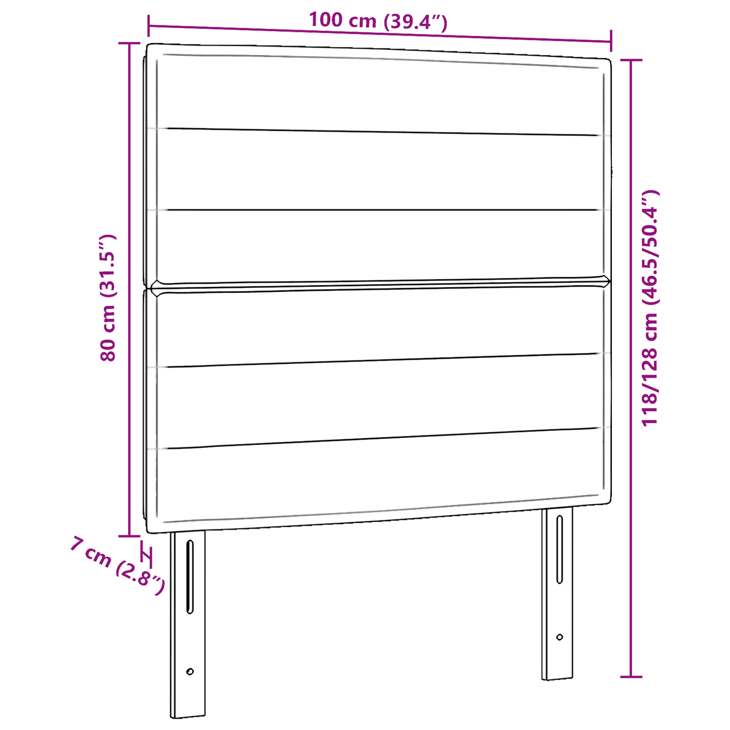 Sengegavl Linjer Design Blå 100 Cm Stof