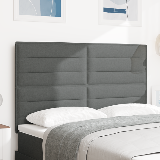Sengegavl Linjer Design Mørkegrå 140 Cm Stof