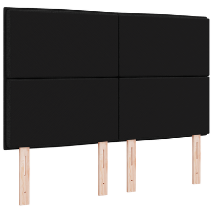 Sengegavl Linjer Design Sort 140 Cm Stof