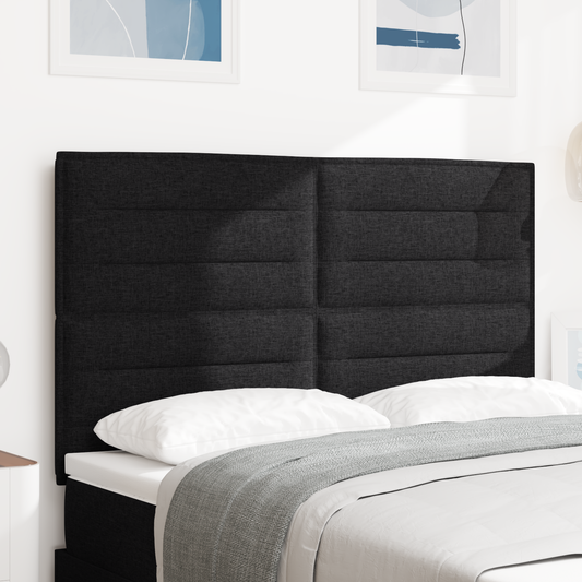 Sengegavl Linjer Design Sort 140 Cm Stof