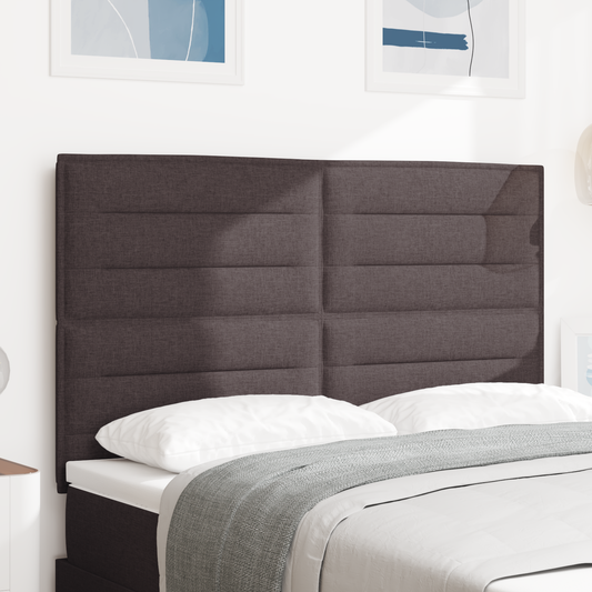Sengegavl Linjer Design Mørkebrun 140 Cm Stof