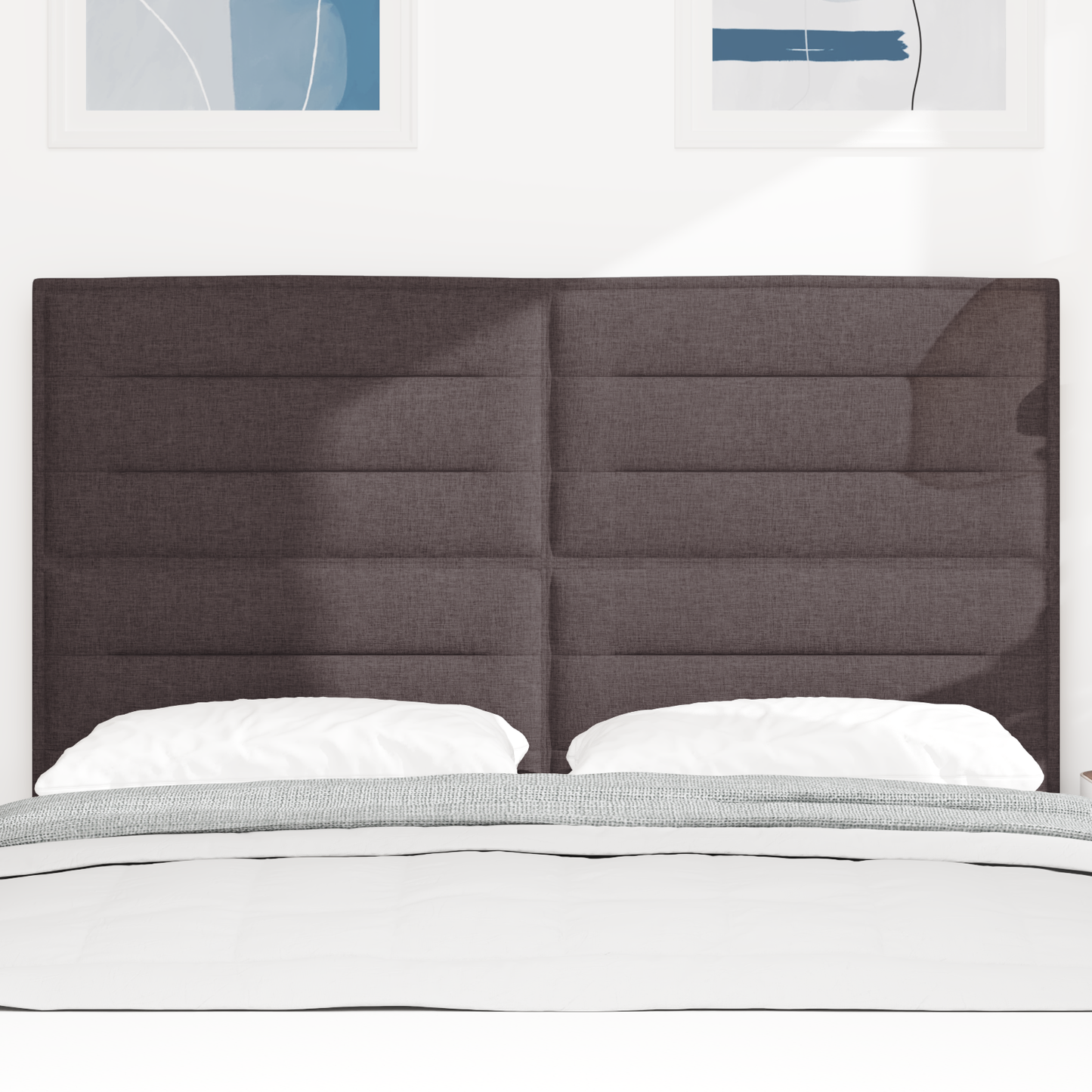 Sengegavl Linjer Design Mørkebrun 140 Cm Stof