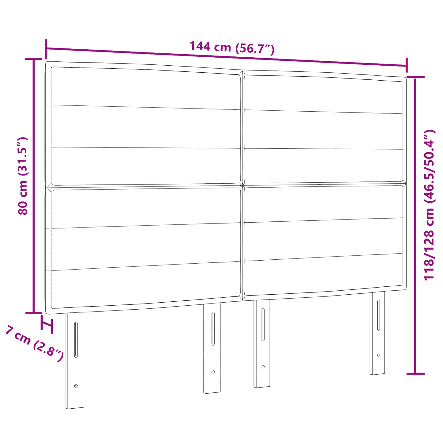 Sengegavl Linjer Design Mørkebrun 140 Cm Stof