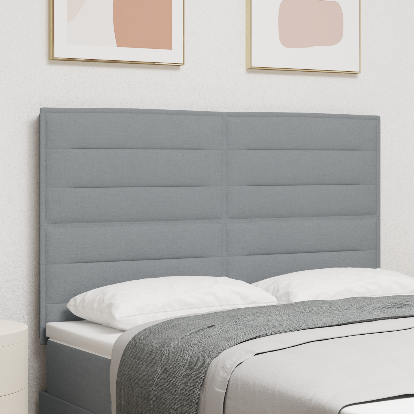 Sengegavl Linje Design Lys Grå 160 Cm Stof