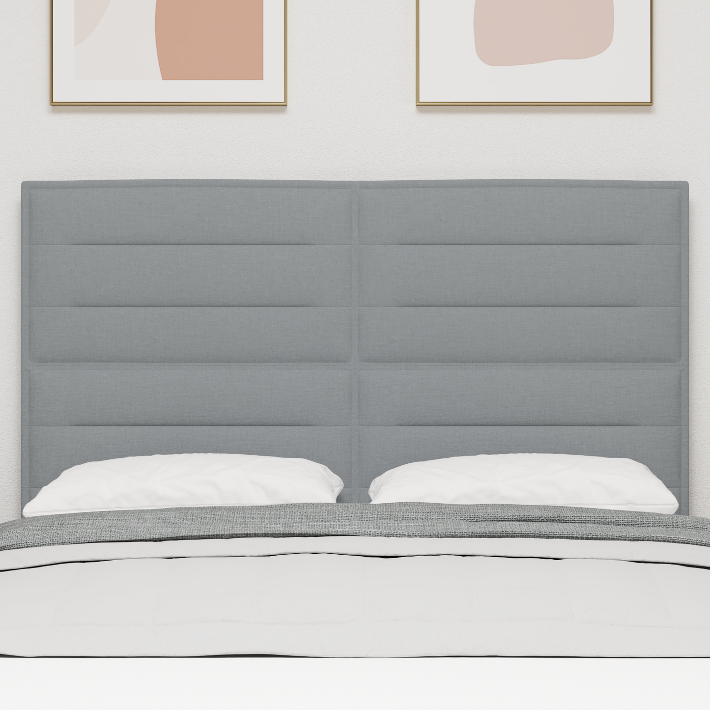 Sengegavl Linje Design Lys Grå 160 Cm Stof