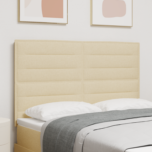 Sengegavl Linjer Design Creme 160 Cm Stof
