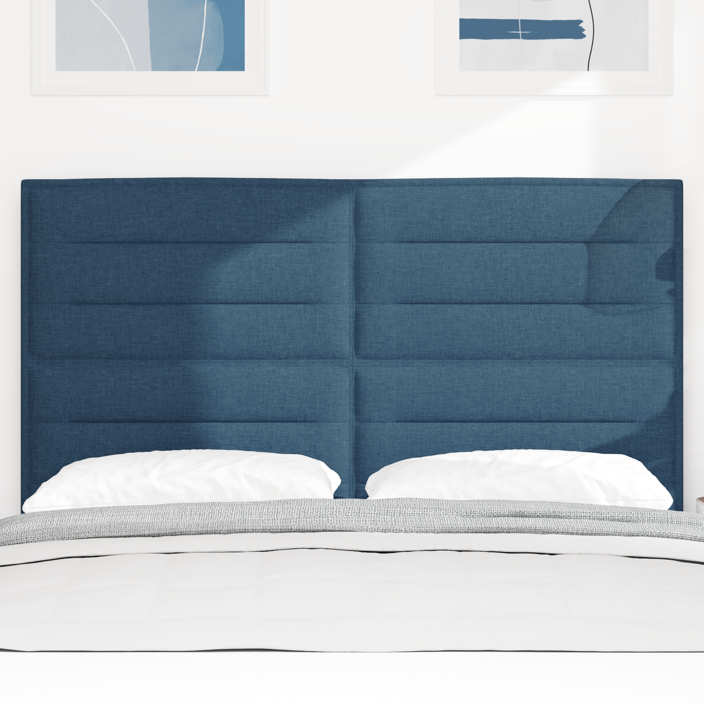 Seng Gavl Linjer Design Blå 160 Cm Stof