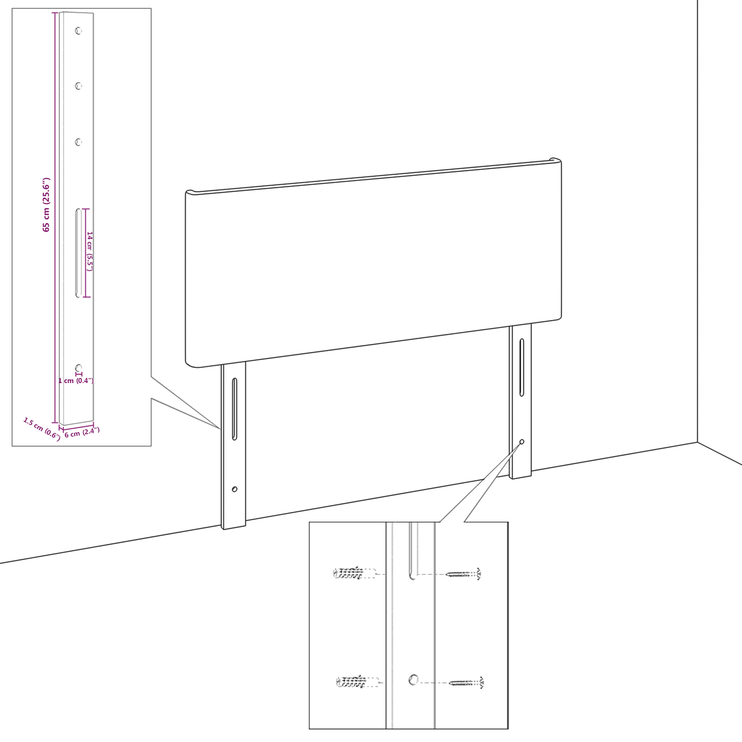 Sengegavl Linjer Design Mørkebrun 180 Cm Stof