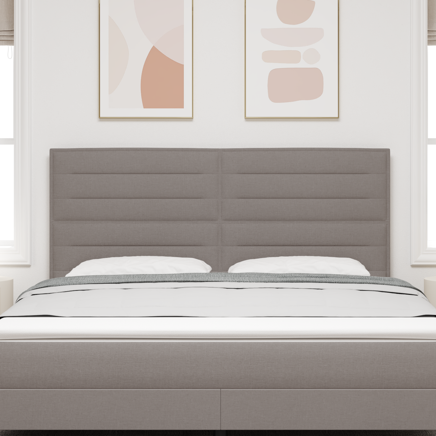 Sengegavl Linier Design Taupe 180 Cm Stof